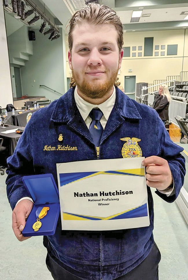 Nathan Hutchison, owner of Nate’s Chicks, has won state and national FFA awards for poultry production.