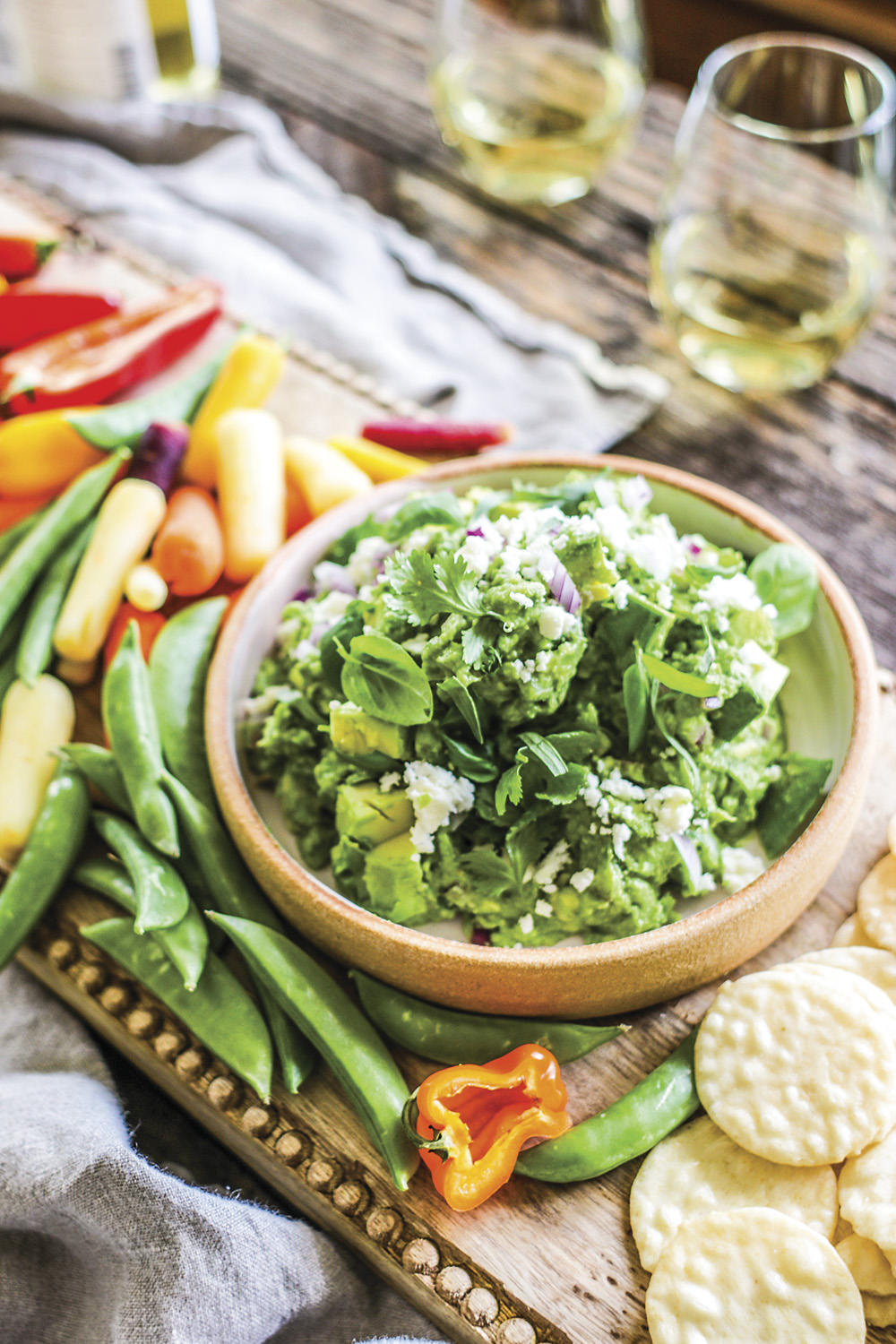 California-fresh herb guacamole with feta