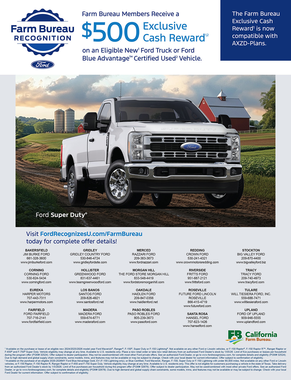 Farm Bureau Members Receive a $500 Ford Exclusive Cash Reward